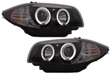 Angel Eyes Headlights for BMW 1 E81 E82 E87 E88 04-11 Black