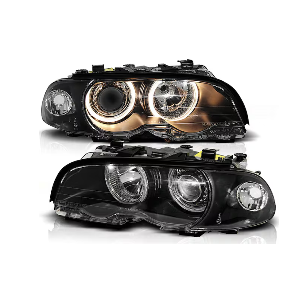 Headlights For BMW E46 04.03-06 Coupe Cabrio Angel Eyes Black