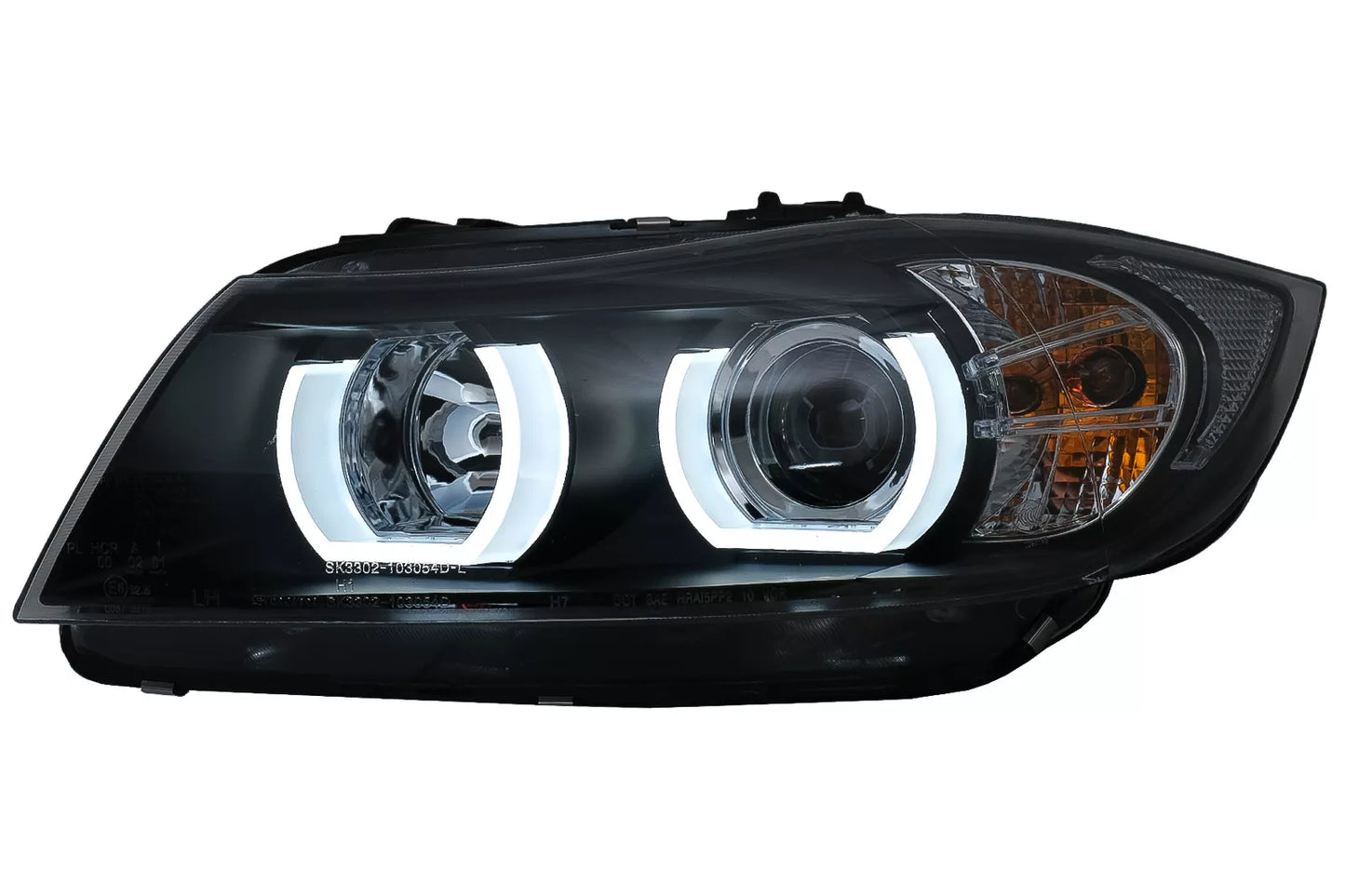 U-LED 3D Headlights Halogen for BMW 3 Series E90 E91 03.2005-08.2008 LHD Black