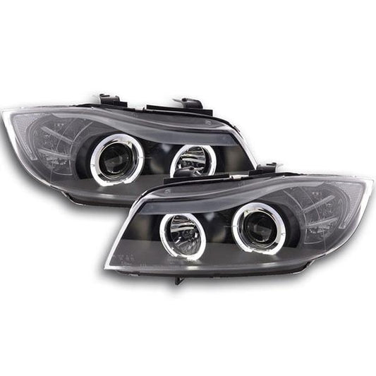 Headlights for BMW E90/E91 03.05-08.08 ANGEL EYES BLACK