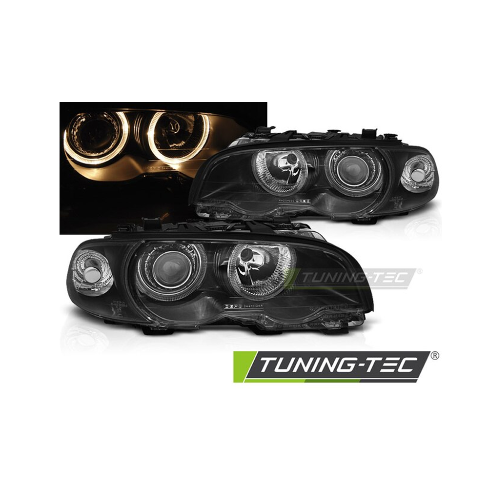 Headlights For BMW E46 04.03-06 Coupe Cabrio Angel Eyes Black