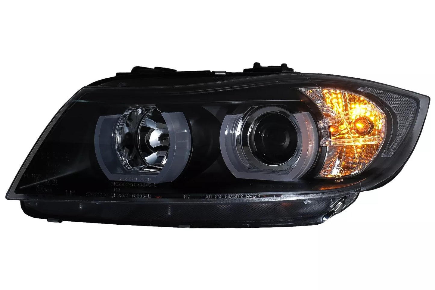 U-LED 3D Headlights Halogen for BMW 3 Series E90 E91 03.2005-08.2008 LHD Black