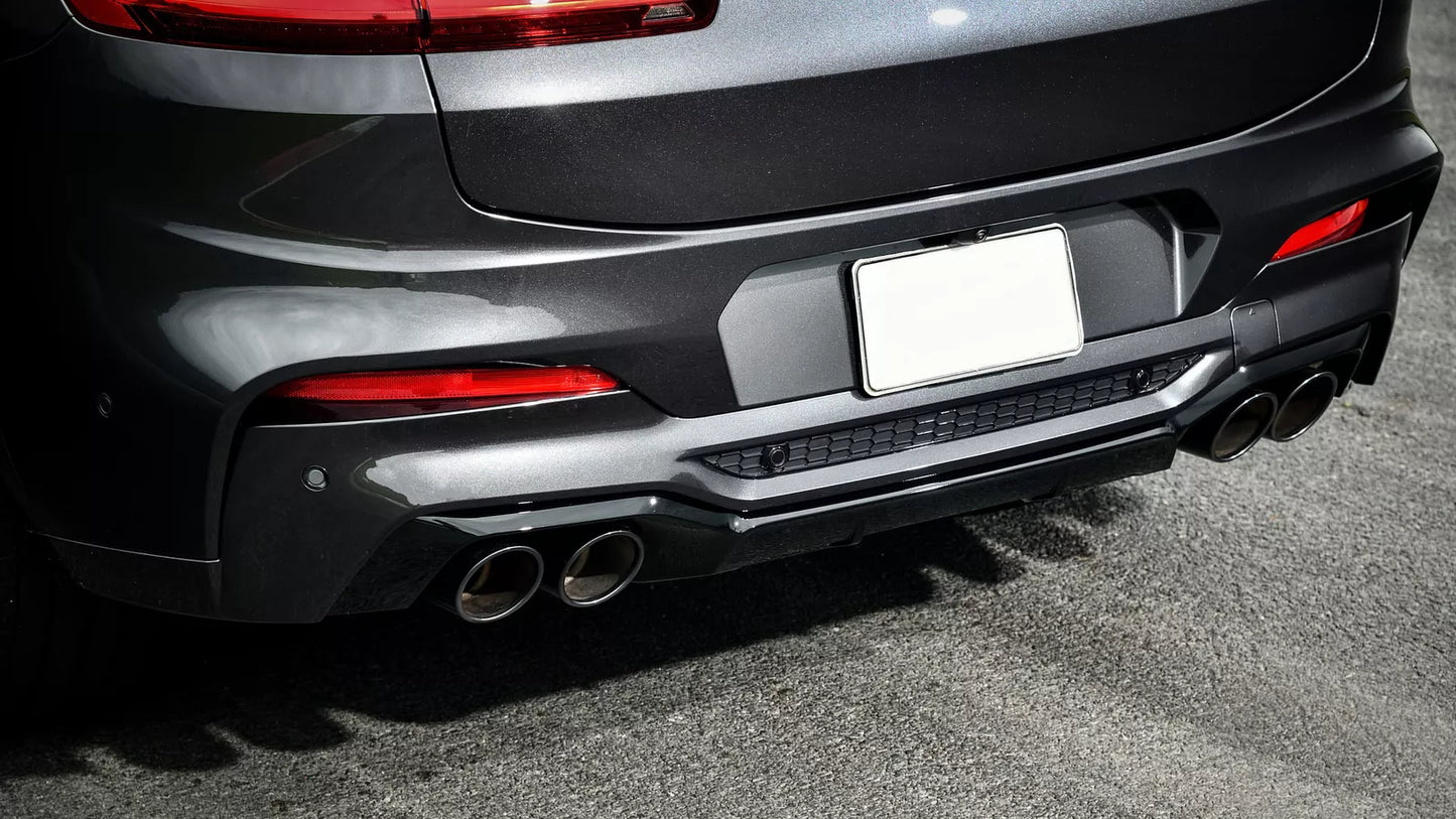 Rear Bumper Spoiler Diffuser Double Outlet Exhaust Tips for BMW X4 G02 18+ M Sport