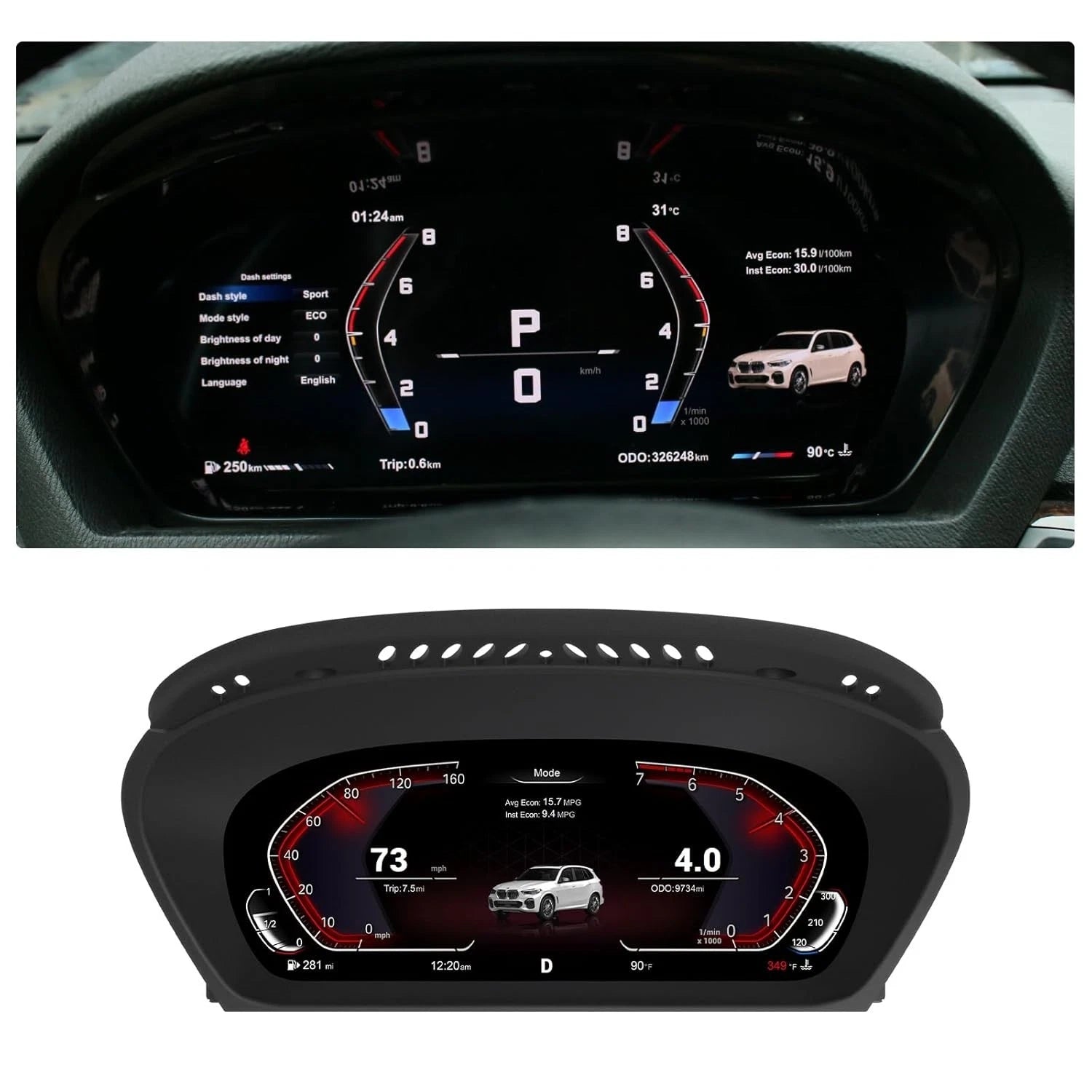 12.3" Digital LCD Dash Kit Cluster Speedometer For BMW 5 X5 E70 X6 E71 2007-2013