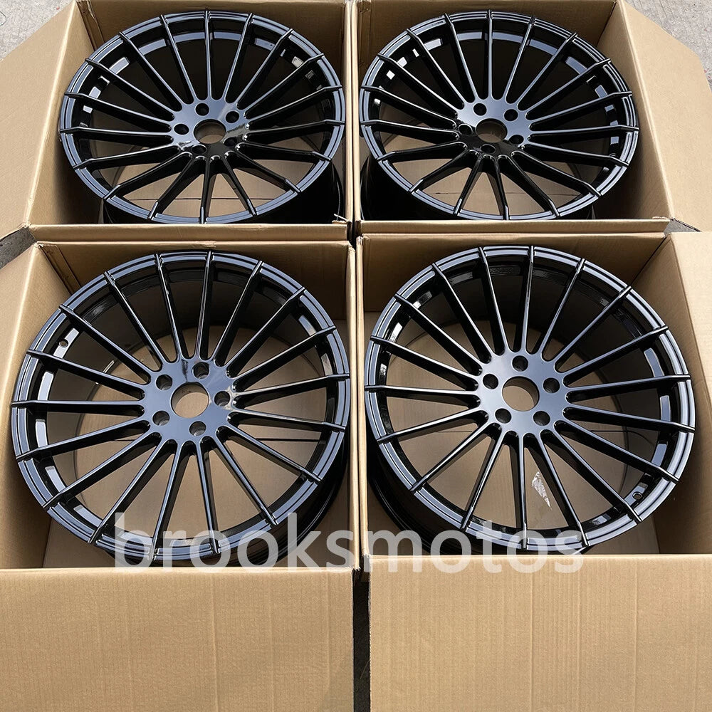 22" HM STYLE GLOSS BLACK SQUARE WHEELS RIMS FIT BMW X5 E70 F15 X6 E71 F16 5X120