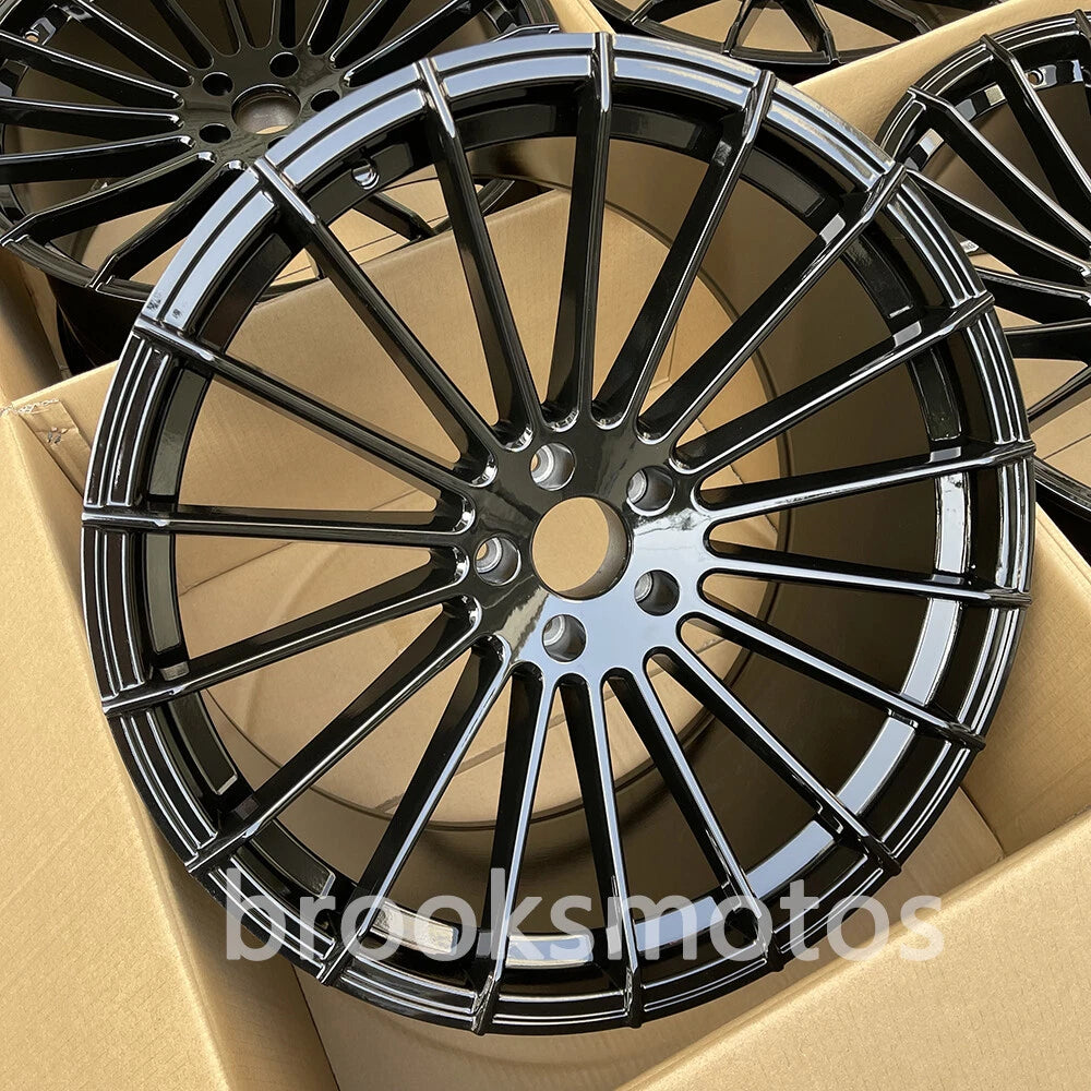 22" HM STYLE GLOSS BLACK SQUARE WHEELS RIMS FIT BMW X5 E70 F15 X6 E71 F16 5X120