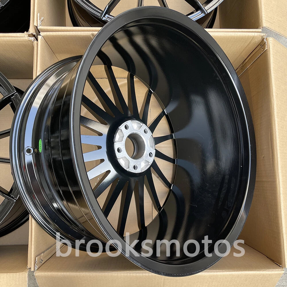 22" HM STYLE GLOSS BLACK SQUARE WHEELS RIMS FIT BMW X5 E70 F15 X6 E71 F16 5X120