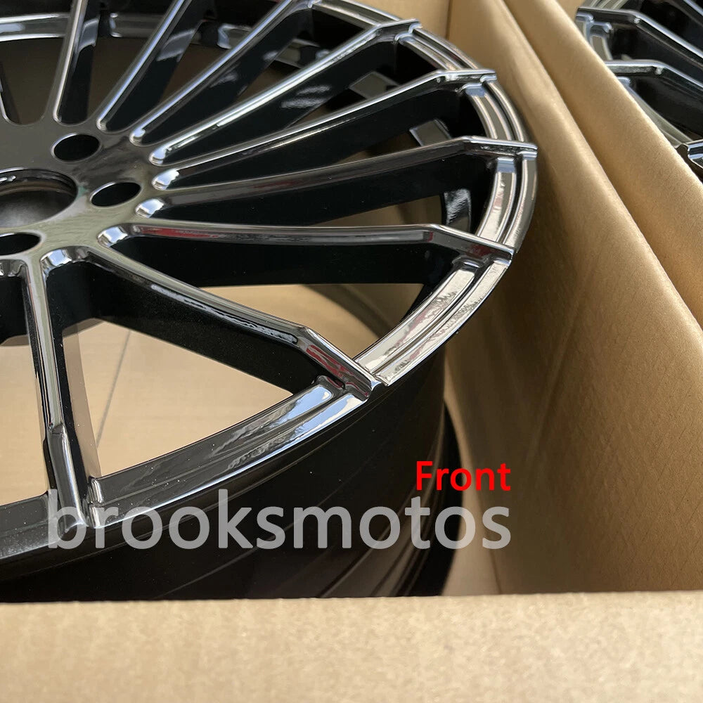 22" HM STYLE GLOSS BLACK SQUARE WHEELS RIMS FIT BMW X5 E70 F15 X6 E71 F16 5X120